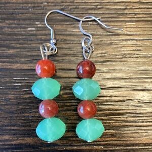 Handmade beaded Christmas drop earrings
